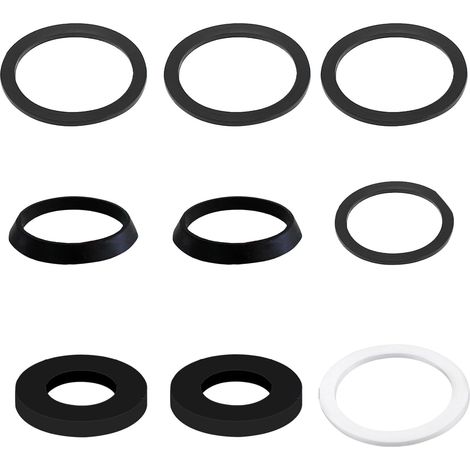 Joint de vidange de lavabo, 1 1/2" pour siphon de 40 mm Joint Siphon Evier, tuyau d'évier de cuisine, tuyau d'évacuation, contient 2 joints biseautés, 3 joints plats, 3 joints plats alternatifs (1/5)