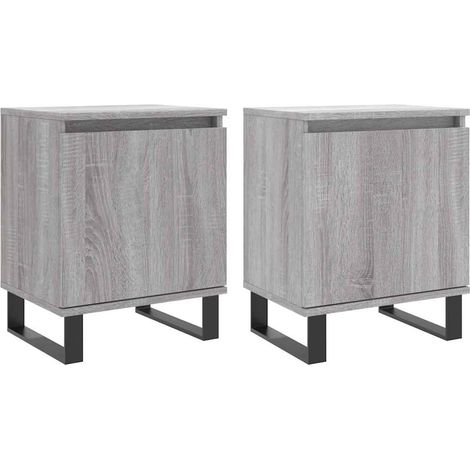 Maison Exclusive - Mesita de noche 2 uds madera ingeniería gris S (1/5)