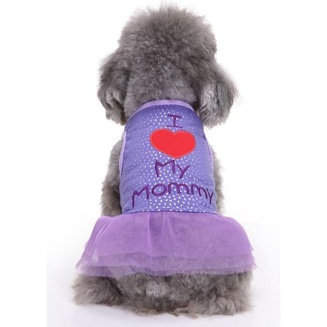 Jupe Pour Chien - Tissu Coton Mélangé - Motif Je T'aime Maman - Été Printemps - Taille S (1/5)