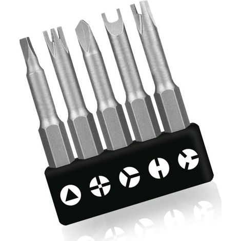 Lot de 5 tournevis spéciaux en forme de U 50 mm - Type Y - Intérieur cruciforme - Tournevis à trois points - Embouts de vissage (1/4)