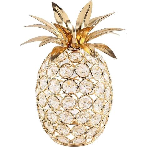 Funkelnde Ananas-Dekoration aus goldenen Kristallen – Künstliche Fruchtskulptur für Zuhause, Esstisch und Partydekoration (Hochzeit/Geburtstag)