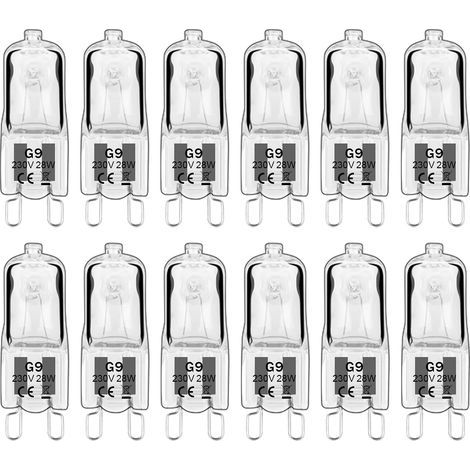 12 Stück G9 Halogenlampen, G9-Leuchtmittel 230V 28W 480lm, 2800K warmweiß, dimmbare Kapsellampen, flimmerfrei [Energieklasse G] (1/5)