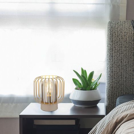 ACKERMAN - Lampe de table ALFRED en métal beige, Ø 18 cm, culot E27, pour intérieur (1/5)