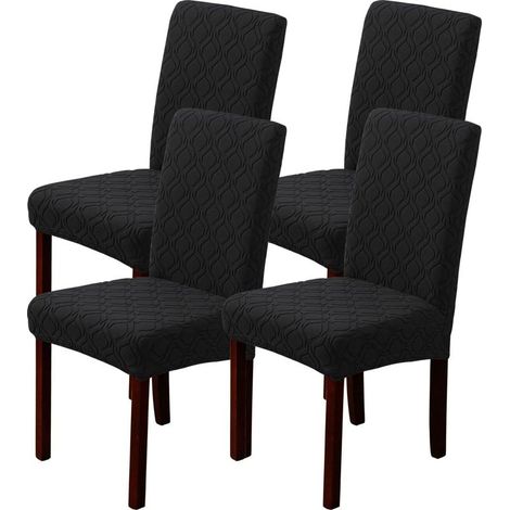 4 housses de chaise extensibles, amovibles et lavables, pour salle à manger, hôtel, restaurant et mariage (1/5)