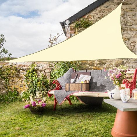 Greenbay Sun Shade Sail Garden Patio Party Sunscreen Awning Canopy 98% UV Block Triangle Cream 3.6x3.6x3.6m