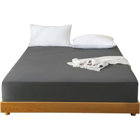 Spannbettlaken – 180 x 200 cm – Passend für Matratzen bis zu 30 cm Dicke – Atmungsaktives, staubabweisendes Jersey – Rutschfest – 1 Stück (1/5)