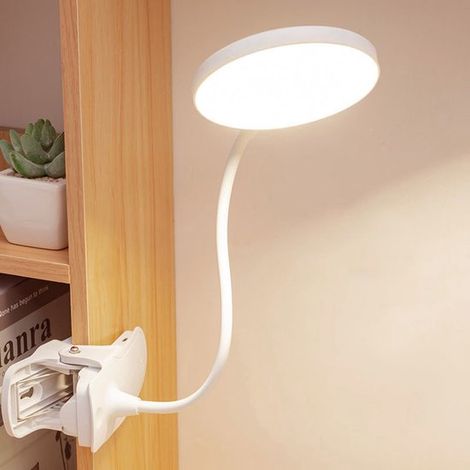 Lampe de lecture Gsedaox, lampe de lecture LED à pince, lampe de chevet, rechargeable par USB, flexible et réglable, intensité lumineuse réglable sur 3 niveaux, idéale pour la lecture. (1/5)