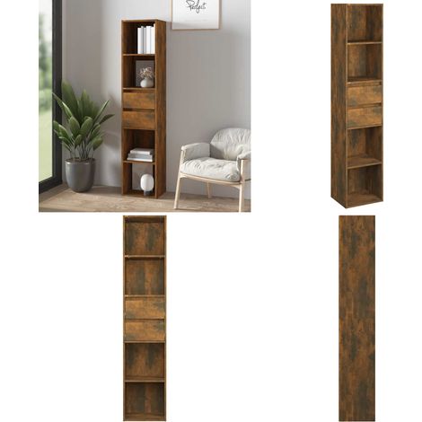 Bibliothèque Chêne fumé 36x30x171 cm Bois d'ingénierie - Bibliothèque - Bibliothèque En Bois - Meuble Rangement - Étagère Ouverte - Tiroir - Home & Living (1/5)