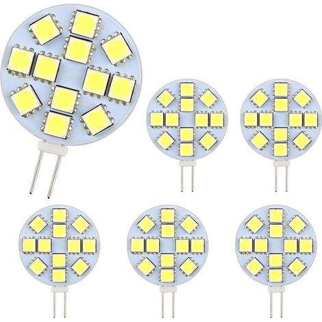 Lot de 10 ampoules LED G4 DC 12 V non dimmables 6000K - remplacement ampoules halogènes 20 W - cuisine, camping-car, RV, remorque, bateau - blanc (1/5)