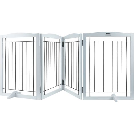 Freistehendes Hundetor, Haustiertor, 610 x 813 mm Türschutzgitter 4-Platten-Faltbares Hundetor für Breite & Schmale Durchgänge, Erweiterbare Klappbare Hundebarriere, Weißes Treppenschutzgitter (1/5)