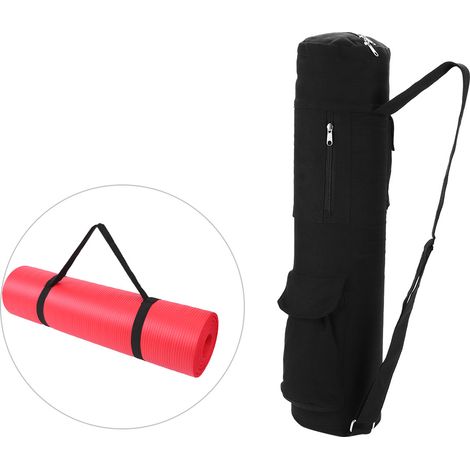 Sac de transport multifonction pour tapis de yoga, noir, toile, sac à dos avec sangle réglable (1/5)