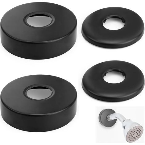 4 Pièces De Rosace De Couvercle En Acier Inoxydable, Rosace De Couverture Noire En Acier Inoxydable, Rosace Mitigeur Douche, Pour Robinetterie De Douche, Robinetterie, Robinet d'Équerre (Noir). (1/5)