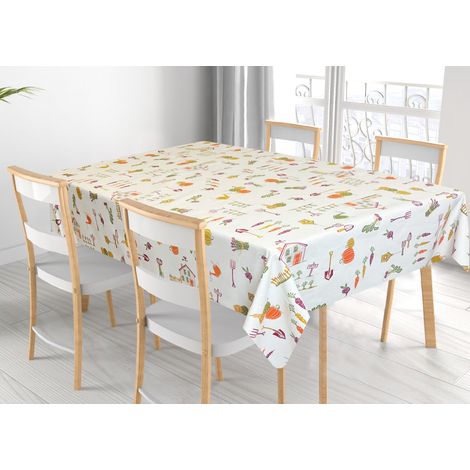 Tovaglia Per Salotto Cucina Tavolo 100% Cotone Made In Italy Ortaggi RP, misura140x140coloreOrtaggi (1/5)