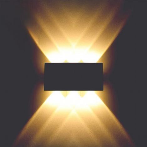 Applique murale extérieure LED, applique murale intérieure 6W (haut et bas), aluminium, étanche IP65, lumière blanc chaud (noir). (1/5)