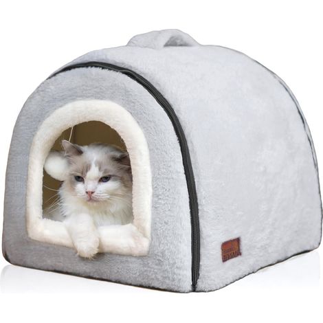 Lit pour chat d'intérieur, niche pliable pour chat, fond antidérapant et résistant à l'eau, maison pour chats d'intérieur ou petits chiens, tente pour chaton, lit pour lapin, lits et meubles pour chat (1/5)