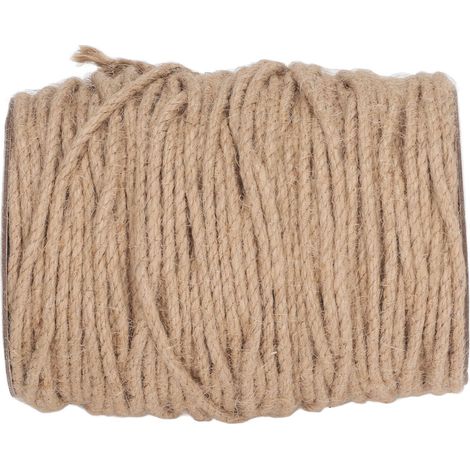 Corde en chanvre jute naturelle 4mm, 3 brins, 100m, ficelle pour bricolage, décoration jardin, œuvres d'art et projets créatifs. (1/5)