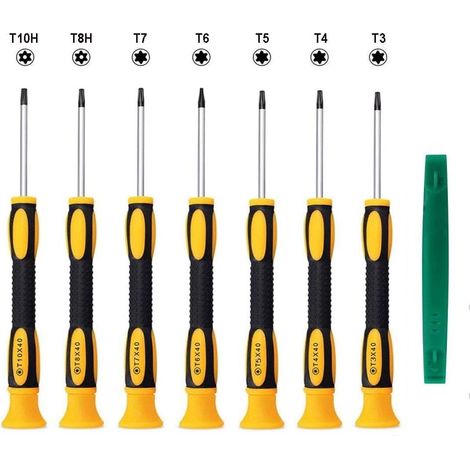 Lot de 8 tournevis Torx magnétiques de précision T3 T4 T5 T6 T7 T8 T10 avec outil de levier Compatible avec PS5, PS4, PS3, Xbox, One, 360, PC (1/5)