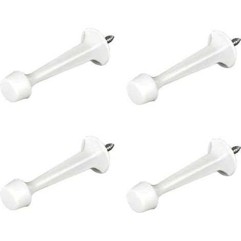 Butoirs de porte en alliage de zinc- dispositifs de protection murale avec amortisseur en caoutchouc- adaptés à une utilisation intérieure et extérieure- 73 mm- blancs- lot de 4. (1/4)