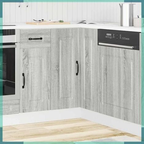 Armoire d'angle de cuisine - Kalmar - Sonoma gris - Panneaux de particules - 75,5 x 75,5 x 81,5 cm (1/5)