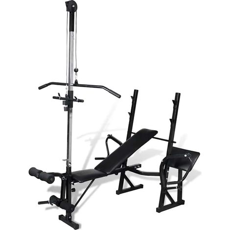 Banc de musculation multifonction en acier avec dossier réglable, 182 x 135 x 205 cm - PANGIVO (1/5)