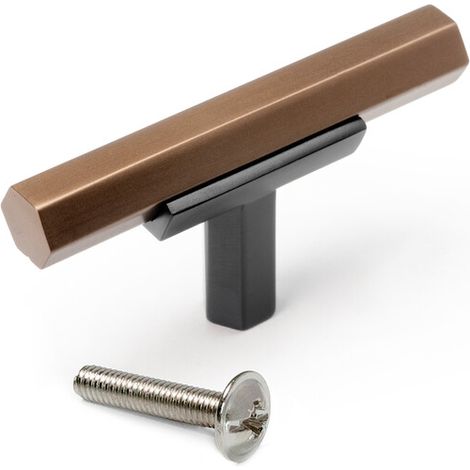 Bouton pour meubles Patna L60mm Aluminium Bronze - EMUCA - 9362808 (1/3)