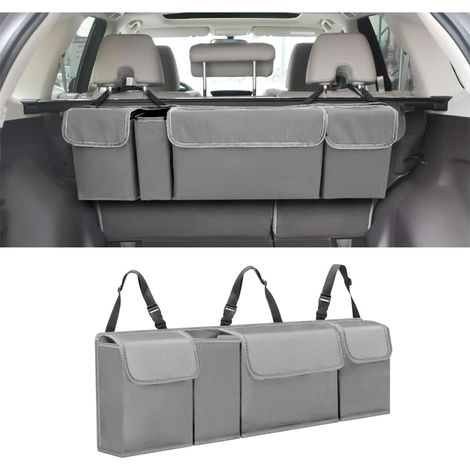Rangement Coffre de Voiture, Organisateur De Coffre De Voiture, Pliables Rangement Organisateur de Coffre Sacs de Coffres Voiture, Antidérapant, Sangle Fixation Réglable(Gris) (1/5)