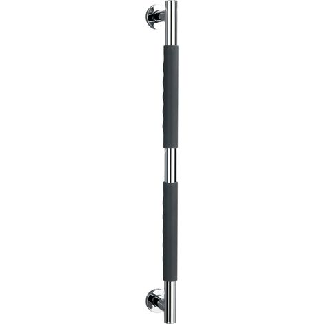 WENKO Edelstahl Wandhaltegriff Secura 65,5 cm, Silber glänzend, Silikon anthrazit, Edelstahl rostfrei chrom (1/5)