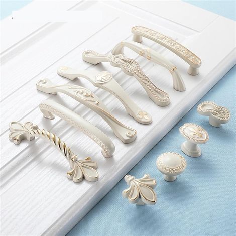 Poignées et boutons de porte blancs pour armoire, cuisine (1/5)