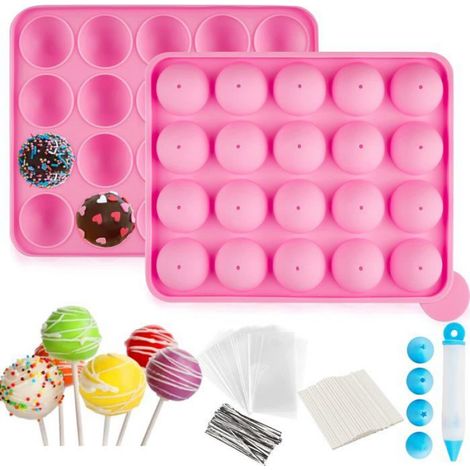 Moule À Cake Pop - Silicone Alimentaire - 20 Cavités - Diamètre 3,81 Cm - Pour Pâtisserie Maison - Kit de 262 Pièces (1/4)