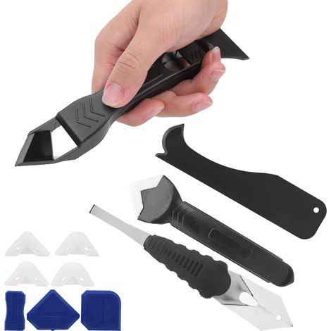 11 pièces spatule mastic plastique lisseur joint outil étalement nettoyage buse recharge racleur enduit (1/5)