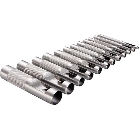 Jeu De 12pcs Poinçon Creux Poinçons ronds Outil de Coupe Perforateur de Cuir pour Ceinture, Caoutchouc, Carte, Joints, Plastique, Papier, Bracelet de Montre 1/8"- 3/4" (3mm - 19mm) (1/5)