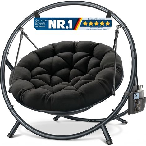 KESSER® Fauteuil suspendu BALI avec structure, jusqu'à 150 kg - noir