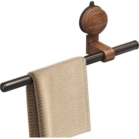 Porte-Serviettes à Ventouse, Barre Murale en Forme de Ligne, Support Sans Perçage en Bois, Tige Mobile, Crochets Mural pour Salle de Bain et Cuisine (1/5)