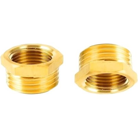 Lot de 2 connecteurs réducteurs en laiton Filetage femelle BSP G 3/8 ≈ 15 mm vers filetage mâle G 1/2 ≈ 20 mm Adaptateur de plomberie réducteur de filetage de tuyau pour conversion de (1/5)
