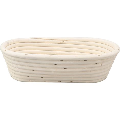 Panier de pousse à pain oval 25 cm en rotin naturel, kit avec corbeille à levain, racloire à pâte, linge de couverture et pinceau (1/5)