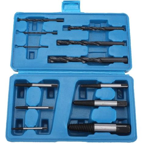 Juego de 12 piezas para extraer espárragos rotos, con extractores de tornillos de acero y guía de perforación para la extracción de pernos rotos. (1/5)