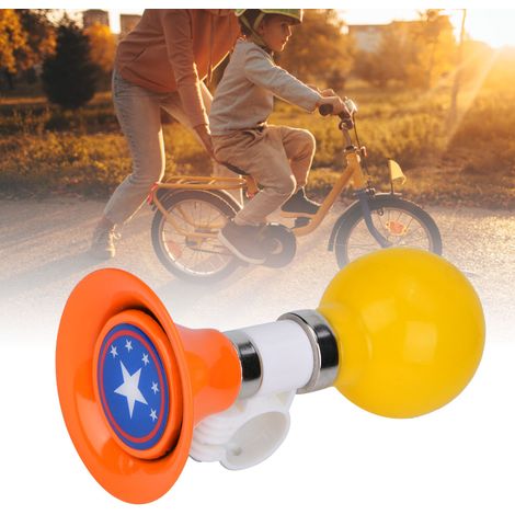 Klaxon vélo enfant métal caoutchouc, sonnette orange bruyante pour sécurité filles garçons, accessoire cyclisme. (1/4)