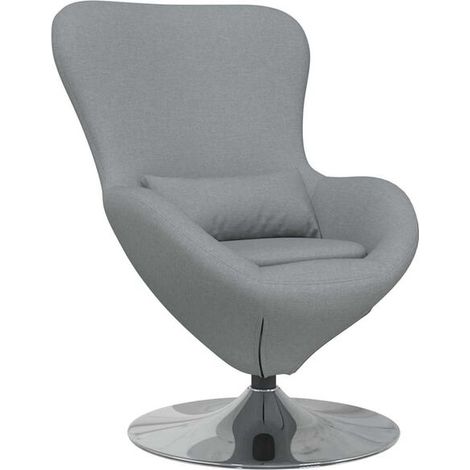 Chaise œuf design scandinave en tissu gris clair – Fauteuil ergonomique 63 x 73 x 90 cm pour salon, bureau ou espace lounge (1/5)
