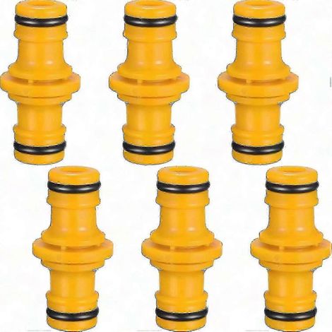 Raccord mâle double jaune pour tuyau d'arrosage et raccords de tubes (1/5)