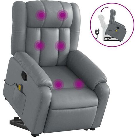 Chaise longue de massage ergonomique en cuir synthétique gris – Lit de relaxation avec réglage inclinable, appui-tête et repose-pieds – Idéal pour salon, spa ou bureau (1/5)