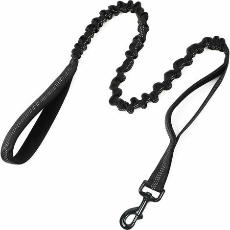 Correa para perros, correa para perros de trabajo militar, correa elástica, correa amortiguadora, correa elástica reflectante con 2 asas de control, ideal para caminar y entrenar. (1/4)