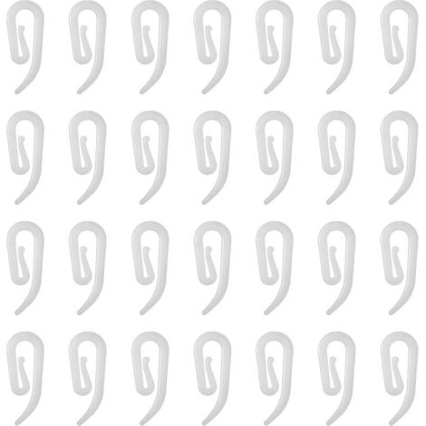 100pcs Crochets en Plastique Blanc pour Rideaux - Rail, Fenêtre, Porte et Douche (1/4)