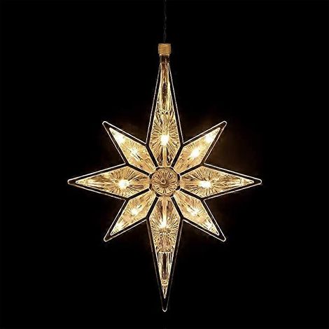 Kongque – 27,4 cm großer Bethlehem-Weihnachtsstern, leuchtender Kunststoffstern, Weihnachtsbaumspitze, große hängende Sterne, LED-Fensterbeleuchtung (1/5)