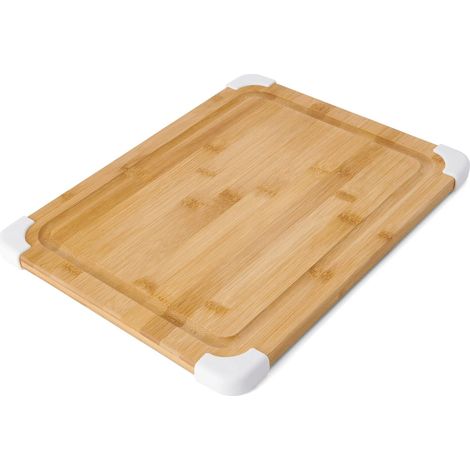 GROOFOO Nonslip Bamboo Cutting Board with Juice Groove, 11x14 Inch, White (1/5)