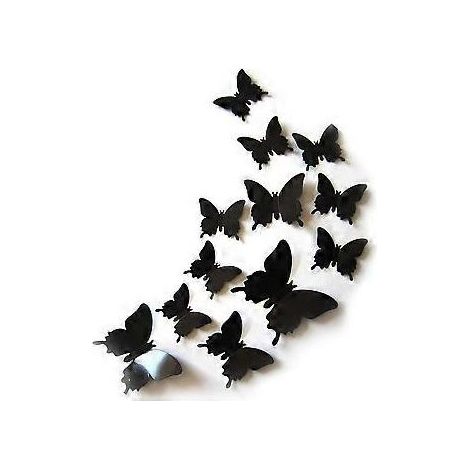 Sticker mural papillon artistique, autocollant amovible avec motif papillon miroir pour décoration murale DIY, crée une ambiance chaleureuse et dynamique sur les surfaces vitrées. (1/2)