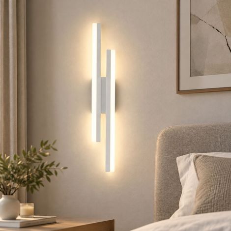 Lampadaire mural design scandinave 16W blanc petit gauche, lumière 3 couleurs pour salon et chambre (1/4)