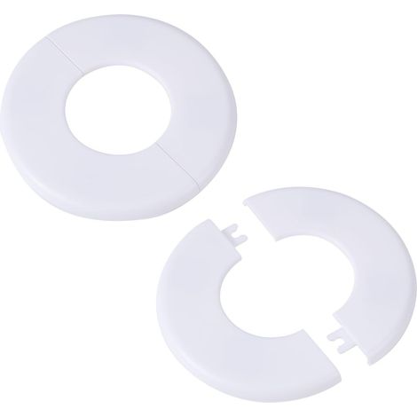 2 x Split Wall Flanges, ABS Self-Adhesive Round Patch Plate Plumbing Cover Plates for Diameter 51 mm Pipe Tap Decoration Accessories (White) (1/5)
