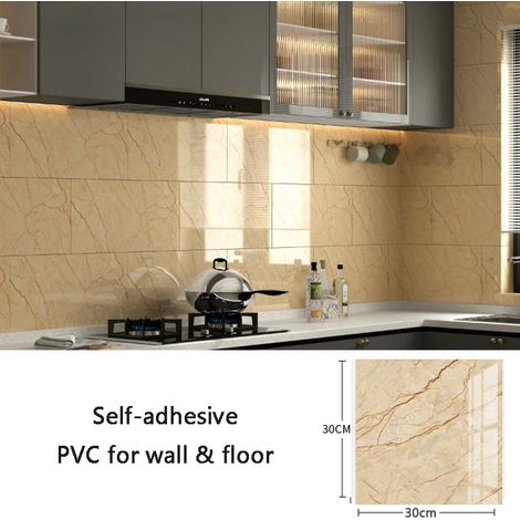 (Style 2, 10 pièces - 30x30cm) Stickers muraux en PVC, papier peint imitation carrelage céramique, imperméable, décoration de fond. (1/3)