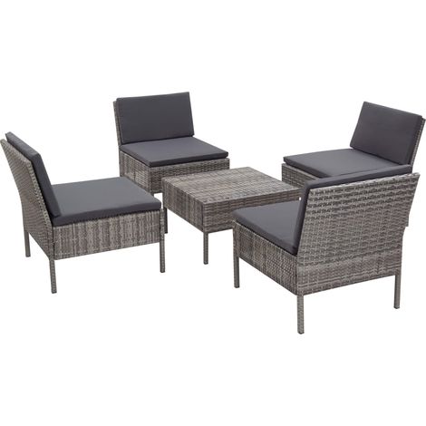 Maison Exclusive - 5-tlg. Garten-Sofagarnitur mit Auflagen Poly R (1/5)