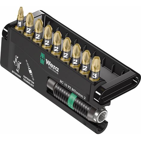 Wera Bit-Check 10 PZ BiTorsion 2 05347153001 Bit-Set 10teilig Kreuzschlitz Pozidriv BiTorsion